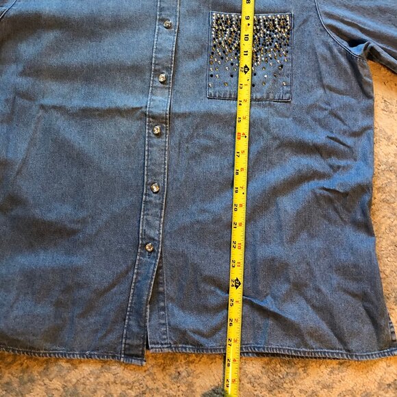 Quacker Factory Women's Denim Studded Shirt - Picture 8 of 9